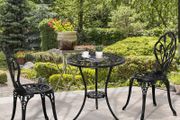 3PCs Garden Table Set Bistro Set Round Table with Umbrella Hole and 2 Chairs for Outdoor Indoor Patio Balcony Aluminium