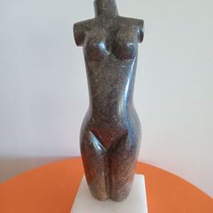 Serpentine Marble "Venus" Female Sculpture on Marble Base