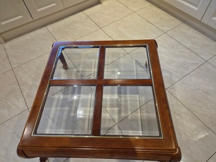 Solid Wood Glass Top Coffee Table