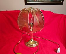 Vintage brass  etched glass table lamp 1970s/80s,