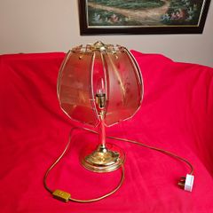 Vintage brass  etched glass table lamp 1970s/80s,