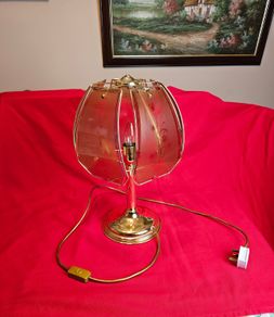 Vintage brass  etched glass table lamp 1970s/80s,