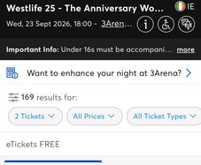 3x Westlife Standing Tickets