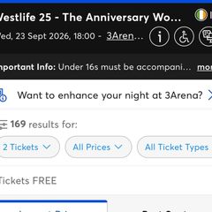 3x Westlife Standing Tickets