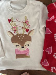 Fleecey soft Christmas reindeer candy cane pyjamas 5-6 years