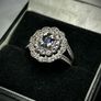 Blue Sapphire and White Topaz 925 Silver Ring Image 3
