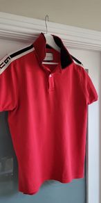 Red Polo 3-Button Mens Top Sz M