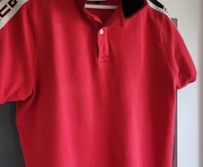 Red Polo 3-Button Mens Top Sz M