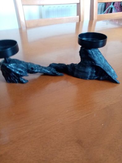 Pair of wooden candle holders