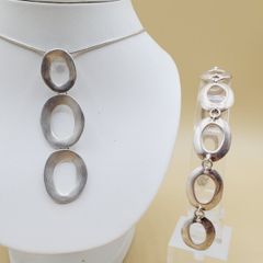 Designer John Rocha Sterling Silver 925 Organic Link Necklace & Bracelet Set - Hallmarked