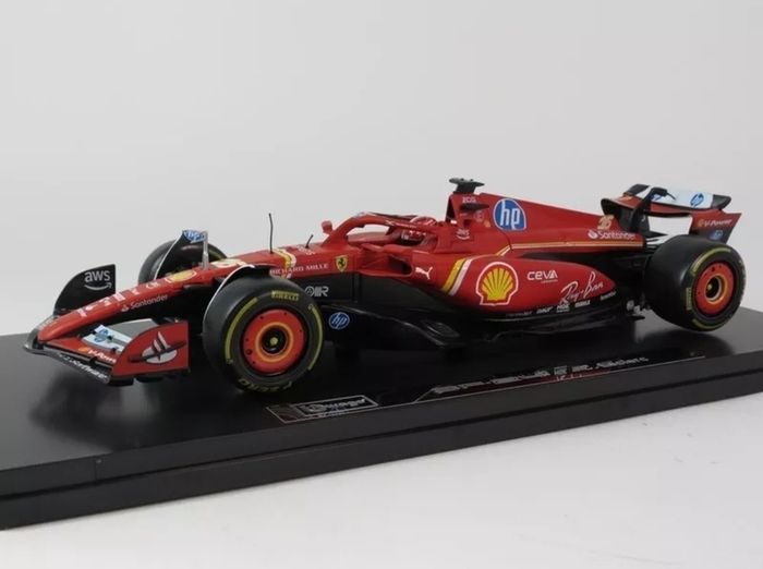 Miniature Collection Formula 1 F1. New miniature in its original box. In display box. Ferrari SF-24 Charles Leclerc #16 Imola GP 2024 Emilia Romagna.  Ladder: 1/18th 1:18