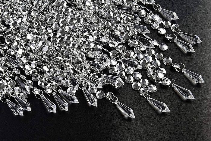 Chandelier Light Shade for Ceiling Pendant Light, Easy Fit Crystal Lamp Shade Lampshade for Bedroom, Living Room, Hallway, Wedding or Party Decoration, Diameter 32 cm, 3 Tiers