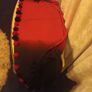 Red/Black Pashmina/Shawl with Fur Pom Poms Image 2