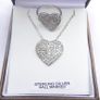 Vintage Sterling Silver 925 Cubic Zirconia Heart Set ring and chain with pendant 12,24g - lent 24" - size O Image 5