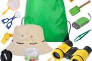 Kids Binoculars Outdoor Explorer Toy 25 Pcs with Magnifying Glass Bug Catcher Compass Boy Toy Gift