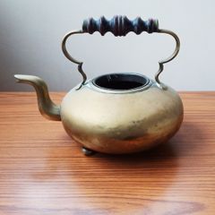 Vintage brass footed tea kettle no lid  height 19cm