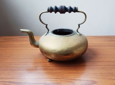 Vintage brass footed tea kettle no lid  height 19cm