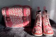 Dr Martens / Docs Size 5 , 1460 Candy Pink, White and Orange Leopard Print Leather Boots