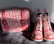 Dr Martens / Docs Size 5 , 1460 Candy Pink, White and Orange Leopard Print Leather Boots