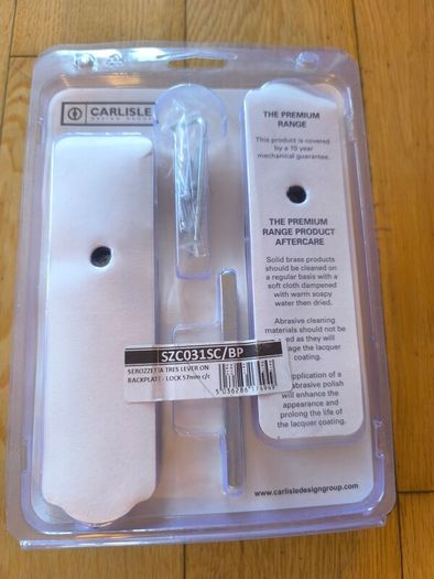 Serozzetta Tres Lever On Backplate Door Handle Lock 57mm C/C Satin Chrome Colour Sold In Pairs