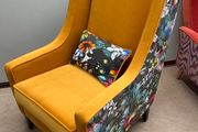 Statement Marie Armchair Mustard Velvet with Vibrant Floral Print