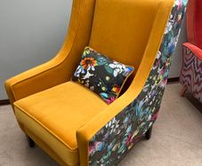 Statement Marie Armchair Mustard Velvet with Vibrant Floral Print