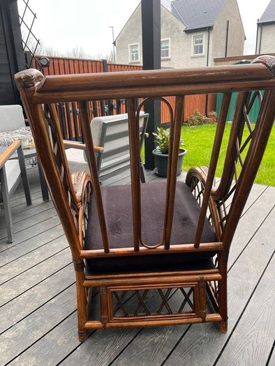 Vintage Rattan Armchair, Wicker Boho Chair