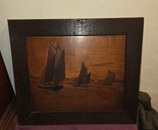 Vintage Marquetry Sailing Ships