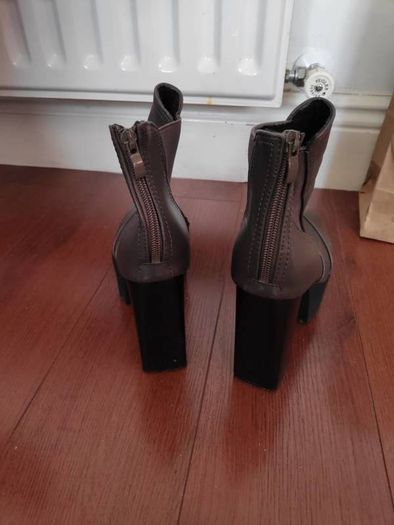 Faux leather dark grey ankle boots