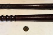 Pair of Antique Victorian / Edwardian Turned Hardwood Police Truncheons