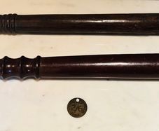 Pair of Antique Victorian / Edwardian Turned Hardwood Police Truncheons