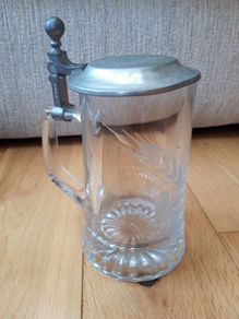 Vintage Glass  Beer Stein / Tankard