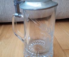 Vintage Glass  Beer Stein / Tankard
