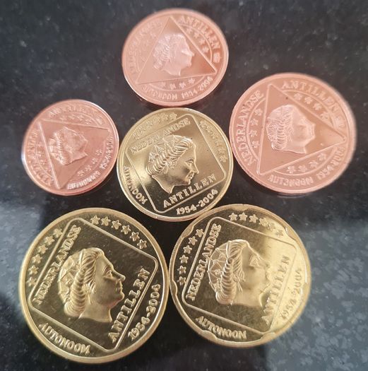 Netherlands Curacao 1,2,5,10,20 & 50 Cent Prototype, Probe, Essai coin's (6 coin Lot)