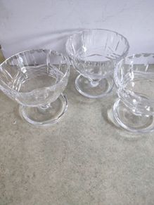 Set of 3 Vintage Cavan Crystal Cut Sundae Bowls