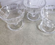 Set of 3 Vintage Cavan Crystal Cut Sundae Bowls