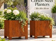 main image for ad Set of 2 Corten Steel Raised Planters 30 x 30 x 30 cm