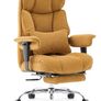 Big and Tall Office Chair 200kg, Heavy Duty Fabric Executive Desk Chair with Footrest, High Back Ergonomic Computer Chair, Reclining Home Office Chair with Thick Padding, Yellow Image 2