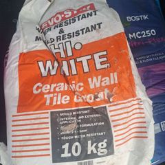 Tile adhesive, self levelling compound and grout.