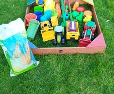 sandbox with toys