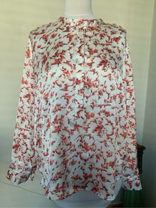 Gallery ivory/ burgundy blouse. Size 14