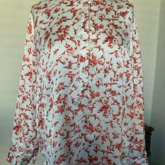 Gallery ivory/ burgundy blouse. Size 14