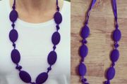 Navy teething necklace for babies and parents.