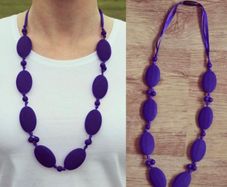 Navy teething necklace for babies and parents.