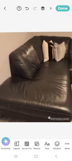 Black leather corner sofa