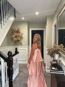 tiered maxi wedding guest dress