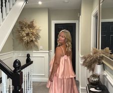 tiered maxi wedding guest dress
