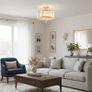 Gold Crystal Ceiling Lights,3-Light Modern LED Chandeliers Fitting,Industrial Crystal Semi Flush Mount Ceiling Lighting for Hallway Living Room Kitchen Bathroom,Dia 36.5cm Image 6