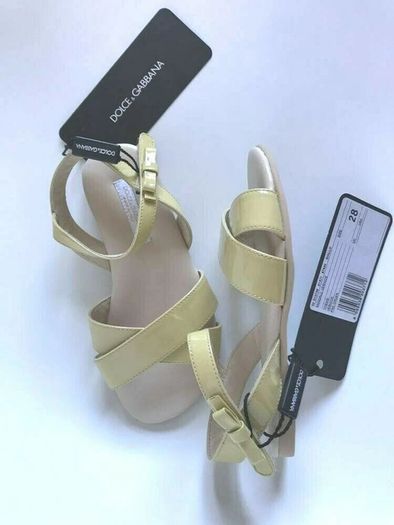 DOLCE & GABBANA Girls Beige Patent Leather Sandals EU 28 UK 10