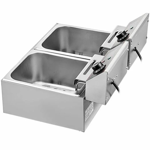 Electric Deep Fryer 12L Electric Fryer 5000W Twin Basket Dual Tank Countertop Stainless Steel 220v